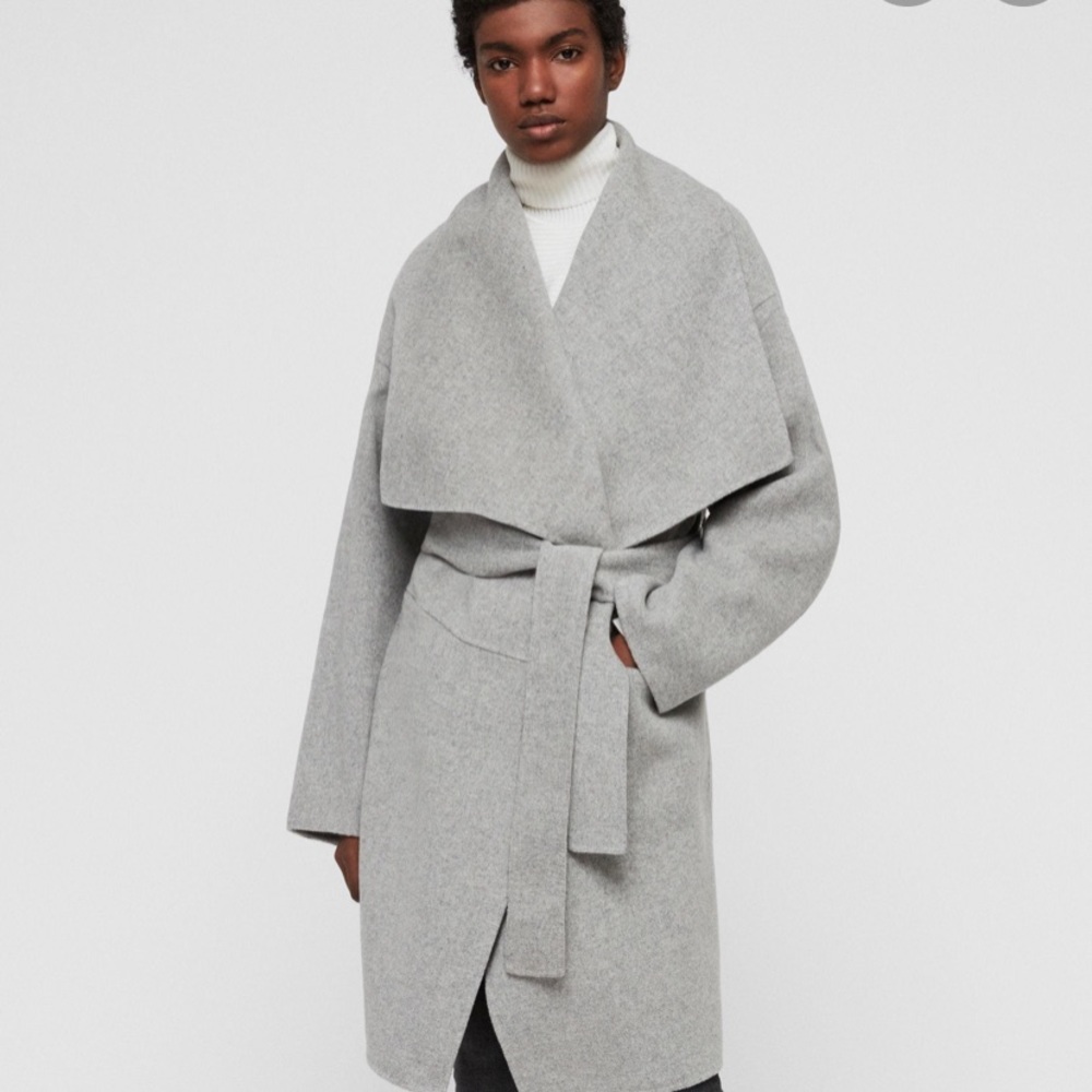 AllSaints all saints Adalee Wool Coat in Light Grey